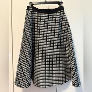 Lela Rose Black and White Midi A-Line Skirt